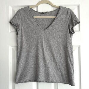 ALL SAINTS Emelyn Tonic V-neck T-Shirt in Grey Size S
